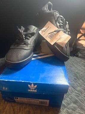 adidas Black Low-Top Leather Sneakers with Tag